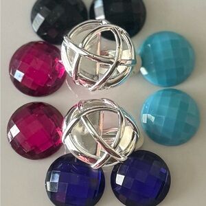 Elegant Joan Rivers Silver-Tone Cage Interchangeable Faceted Beads Stud Set